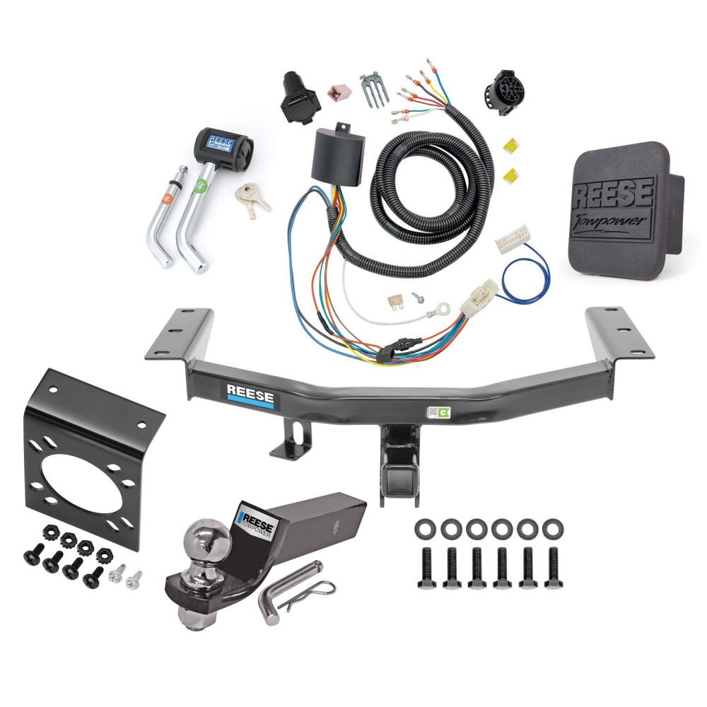 Custom Fit Trailer Hitch Wiring Harness (Plug & Play) 2" Drop Ball-Mount w/ Pin/Clip 2" Chrome Ball Mounting Bracket Security Lock Pin Rubber Hitch Plug Cover Installation Hardware Installation Instructions 44778 118286 85283 21536 7054430 7 Reese Trailer Tow Hitch For 16-22 Honda Pilot Deluxe Package Wiring 2" Ball and Lock