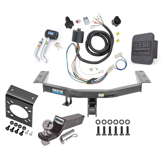 Custom Fit Trailer Hitch Wiring Harness (Plug & Play) 2" Drop Ball-Mount w/ Pin/Clip 2" Chrome Ball Mounting Bracket Security Lock Pin Rubber Hitch Plug Cover Installation Hardware Installation Instructions 44778 118286 85283 21536 7054430 7 Reese Trailer Tow Hitch For 16-22 Honda Pilot Deluxe Package Wiring 2" Ball and Lock