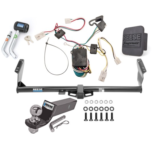 Custom Fit Trailer Hitch Wiring Harness (Plug & Play) 2" Drop Ball-Mount w/ Pin/Clip 2" Chrome Ball Security Lock Pin Rubber Hitch Plug Cover Installation Hardware Installation Instructions 44786 118304 21536 7054430 7000600 Reese Trailer To Reese Trailer Tow Hitch For 04-10 Toyota Sienna Deluxe Package Wiring 2" Ball and Lock