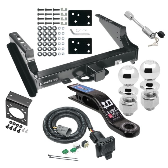 Custom Fit Trailer Hitch Wiring Harness (Plug & Play) Electrical Mount Bracket3" Drop Ball Mount2-5/16" and 2" Chrome Ball Dogbone Style Towing LockInstallation Hardware Installation Instructions 45508 118243 20212 45322 63840 63830 632 Class 5 Trailer Tow Hitch For 99-01 Ford F-250 F-350 F-450 Super Duty Except Cab & Chassis w/ 7-Way Wiring 2-5/16" and 2" Ball 10" Long 3" Drop Draw Bar and Towing Lock and Bracket