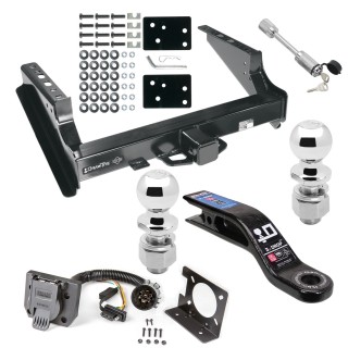Custom Fit Trailer Hitch7-Way Wiring Harness  (Plug & Play)3" Drop Ball Mount2-5/16" and 2" Chrome Ball Dogbone Style Towing LockInstallation Hardware Installation Instructions  45508 74682 45322 63840 63830 63252 Draw-Tite Trailer Tow  Class 5 Trailer Tow Hitch For 99-22 Ford F250 F350 08-22 F450 Super Duty Except Cab & Chassis w/ 7-Way Wiring 2-5/16" and 2" Ball 10" Long 3" Drop Draw Bar and Towing Lock