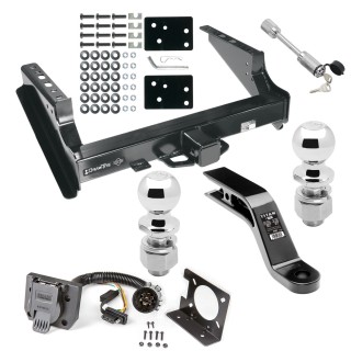 Custom Fit Trailer Hitch7-Way Wiring Harness (Plug & Play)3" Drop Ball Mount2-5/16" and 2" Chrome Ball Dogbone Style Towing LockInstallation Hardware Installation Instructions 45508 74682 45323 63840 63830 63252 Draw-Tite Trailer Tow Class 5 Trailer Tow Hitch For 99-22 Ford F250 F350 08-22 F450 Super Duty Except Cab & Chassis w/ 7-Way Wiring 2-5/16" and 2" Ball 10" Long 5" Drop Draw Bar and Towing Lock