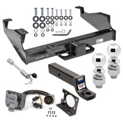 Class 5 Trailer Tow Hitch For 02-17 F-350 F-450 F-550 Super Duty Cab & Chassis w/ 7-Way Wiring 2-5/16" and 2" Balls 3" Drop Mount and Towing Lock