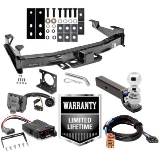 Custom Fit Trailer Hitch Class 5 Wiring Harness (Plug & Play) Proportional Brake Control For 1-4 Axles Plug & Play Brake Control Wiring Adapter Class 5 3" Drop Ball-Mount w/ Pin/Clip 2-5/16" Chrome Ball Installation Hardware Installation Class 5 Trailer Hitch Brake Control For 01-02 Chevy Silverado GMC Sierra 2500 HD 3500 w/ Plug Play Wiring 2" and 2- 5/16" Ball 3" Drop Mount 7-Way Pin Blade RV Controller