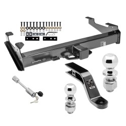 Class 5 Trailer Tow Hitch For 01-10 Chevy Silverado GMC Sierra 2500 3500 HD w/ 2-5/16" and 2" Ball 10" Long 5" Drop Draw Bar and Towing Lock
