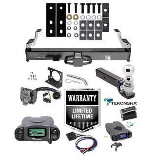 Class 5 Trailer Hitch w/ Tekonsha Prodigy P3 Brake Control For 01-10 Chevy Silverado GMC Sierra 2500 HD 8ft Bed 3500 w/ 2-5/16" Ball 3" Drop Mount 7-Way Pin Blade RV