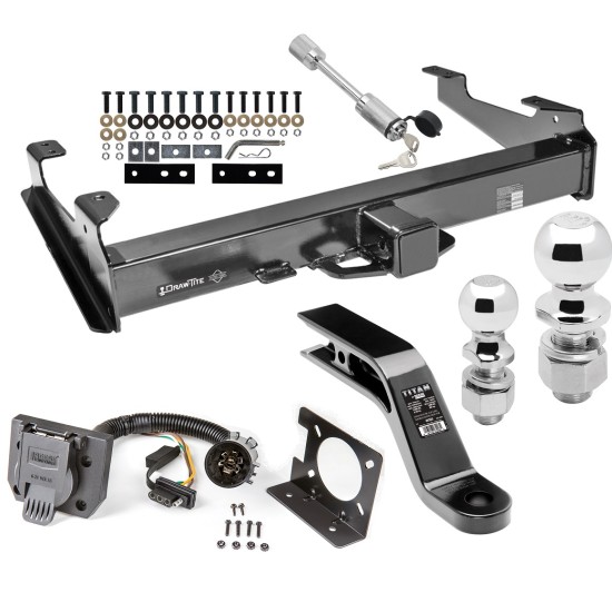 Custom Fit Trailer Hitch7-Way Wiring Harness (Plug & Play)5" Drop Ball Mount2-5/16" and 2" Chrome Ball Dogbone Style Towing LockInstallation Hardware Installation Instructions 45519 74682 45323 63840 63830 63252 Draw-Tite Trailer Tow Class 5 Trailer Tow Hitch For 01-10 Chevy Silverado GMC Sierra 2500 3500 HD w/ 7-Way Wiring 2-5/16" and 2" Ball 10" Long 5" Drop Draw Bar and Towing Lock