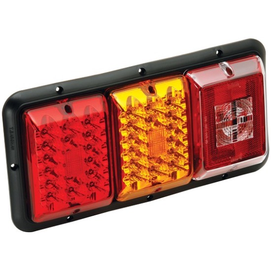 474-005 Bargman Triple Trailer Taillight Horizontal Mount 84/85 Series w/ Red/Amber LED Incandescent Backup w/ Black Base RV Bargman Triple Trailer Taillight Horizontal Mount 84/85 Series w/ Red/Amber LED Incandescent Backup w/ Black Base RV