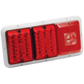 47430 Bargmans Trailer Taillight Horizontal Mount w/ Red/Red LED Incandescent Backup w/ White Base Bargmans Trailer Taillight Horizontal Mount w/ Red/Red LED Incandescent Backup w/ White Base