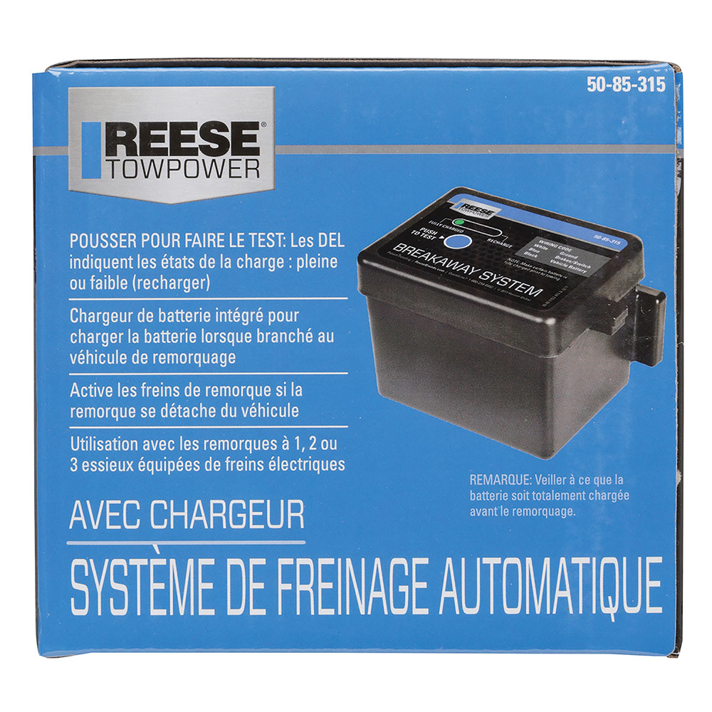 Reese Towpower Trailer Breakaway System, 1 to 3 Axle Trailers, Push to Test LED