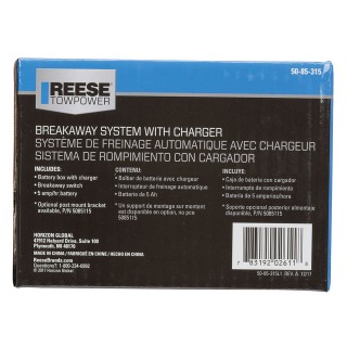 Reese Towpower Trailer Breakaway System, 1 to 3 Axle Trailers, Push to Test LED Reese Towpower Trailer Breakaway System, 1 to 3 Axle Trailers, Push to Test LED