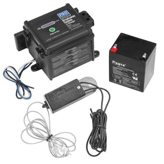 Pro Series Push-To-Test LED Electric Trailer Breakaway System Kit Built-In Battery Charger Top Load 48" Switch