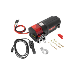 BULLDOG Powered Utility Electric Winch 2,500 lbs Capacity 50 ft Rope Black Finish Lifetime Warranty Remote Included - 500400