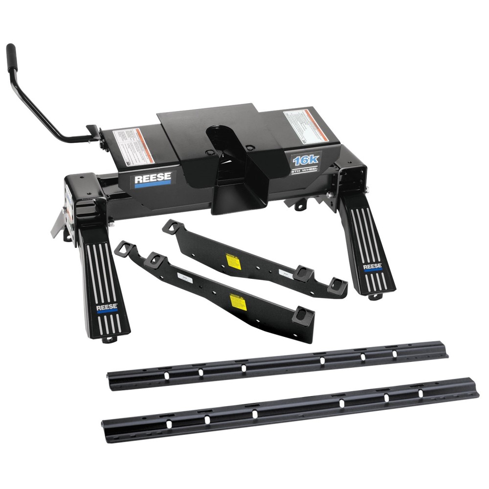 Reese Quick Install Rail Kit and 16K Dual Jaw 5th Wheel Hitch For 99-04 Ford F250 F350 Custom Fit No Drill Base Rails For 5th Wheel and Trailer Fifth