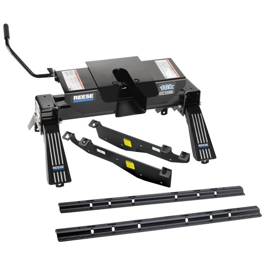 Reese Quick Install Rail Kit and 16K Dual Jaw 5th Wheel Hitch For 99-04 Ford F250 F350 Custom Fit No Drill Base Rails For 5th Wheel and Trailer Fifth
