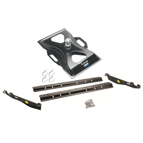 Reese Fifth Wheel Rail Kit Custom Quick Connect Brackets Reese Above-Bed Gooseneck Hitch 25K 2-5/16" Ball Installation Hardware Installation Instructions 50043-58 58079 Reese Reese Quick Install Rail Kit and 25K Gooseneck Hitch 99-04 F250 F350 Custom Reese Quick Install Rail Kit and 25K Gooseneck Hitch For 99-04 Ford F250 F350 Custom Fit No Drill Base Rails For Gooseneck Trailer