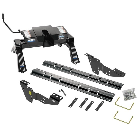 Reese Quick Install Rail Kit and 16K Dual Jaw 5th Wheel Hitch For 99-19 Silverado Sierra 1500 99-10 2500 3500 Custom Fit No Drill Base Rails For 5th Wheel and Trailer Fifth