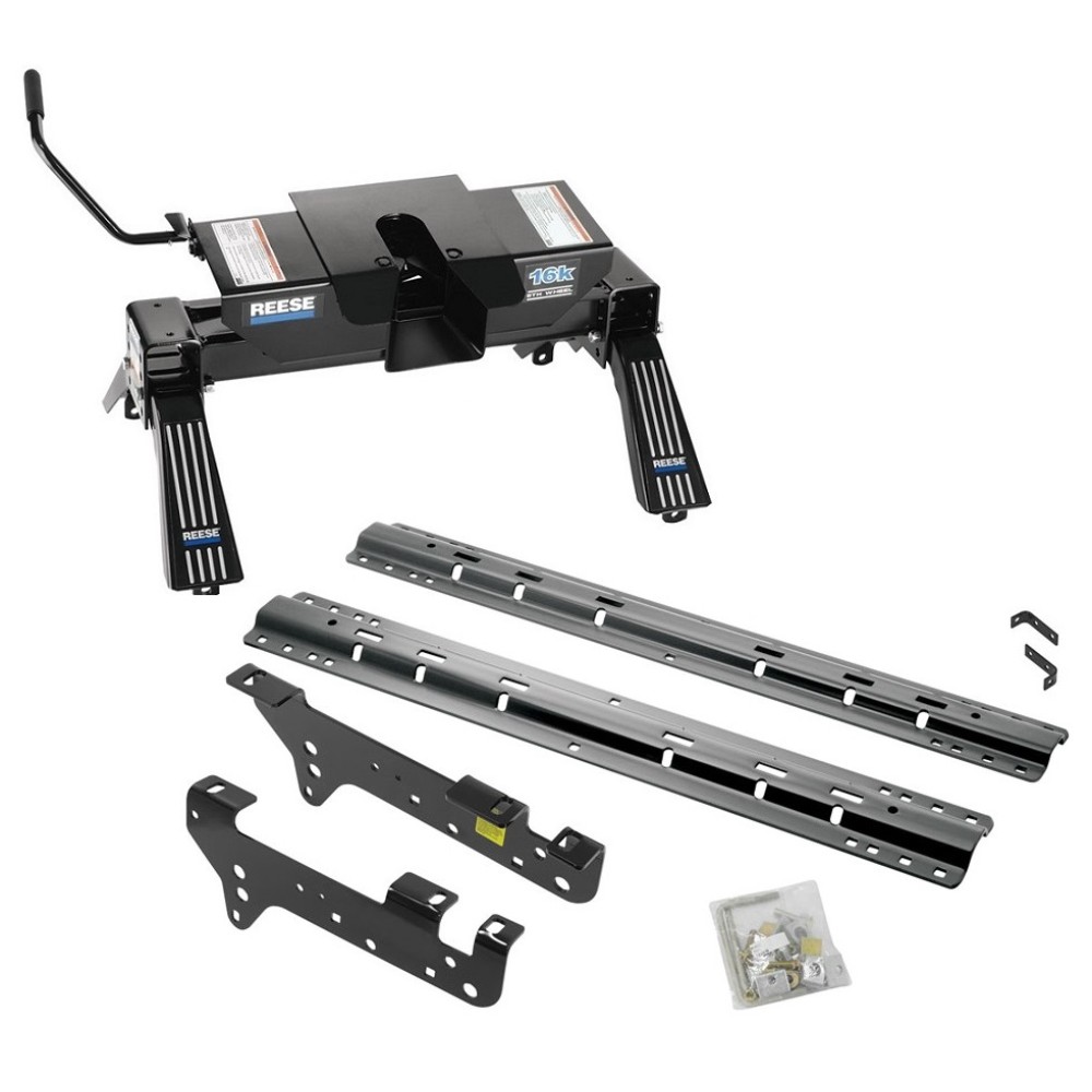 Reese Quick Install Rail Kit and 16K Dual Jaw 5th Wheel Hitch For 99-10 Ford F250 F350 F450 Custom Fit No Drill Base Rails For 5th Wheel and Trailer Fifth