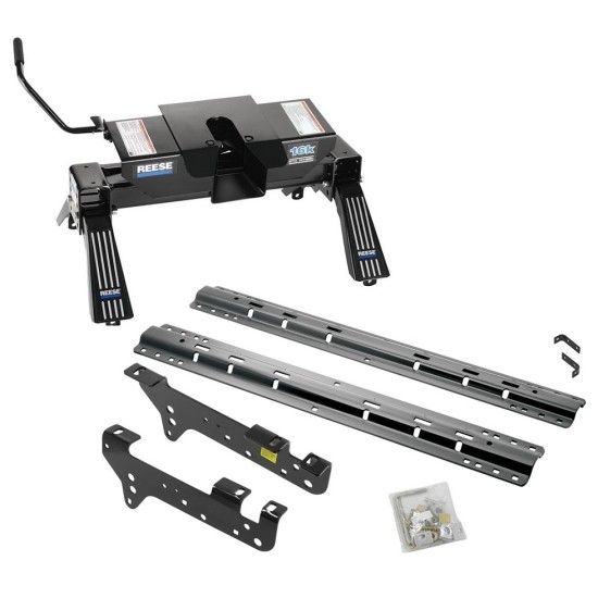 Reese Quick Install Rail Kit and 16K Dual Jaw 5th Wheel Hitch For 99-10 Ford F250 F350 F450 Custom Fit No Drill Base Rails For 5th Wheel and Trailer Fifth