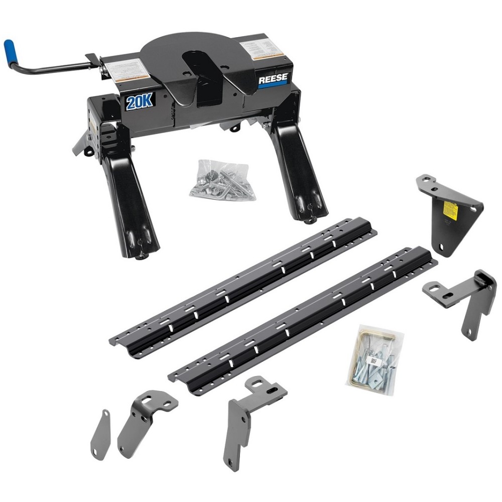 Reese Fifth Wheel Rail Kit Custom Quick Connect Brackets Reese Pro Series 5th Wheel Trailer Hitch 20K Installation Hardware Installation Instructions 50085-58 30119 Reese Reese Quick Install Rail Kit and 20K 5th Wheel Hitch 13-18 RAM 3500 Custom Fit No Dr Reese Quick Install Rail Kit and 20K 5th Wheel Hitch For 13-18 RAM 3500 Custom Fit No Drill Base Rails For 5th Wheel and Trailer Fifth