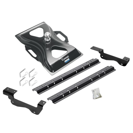 Reese Fifth Wheel Rail Kit Custom Quick Connect Brackets Reese Above-Bed Gooseneck Hitch 25K 2-5/16" Ball Installation Hardware Installation Instructions 50087-58 58079 Reese Reese Quick Install Rail Kit and 25K Gooseneck Hitch 15-19 F150 Custom Fit Reese Quick Install Rail Kit and 25K Gooseneck Hitch For 15-19 Ford F150 Custom Fit No Drill Base Rails For Gooseneck Trailer