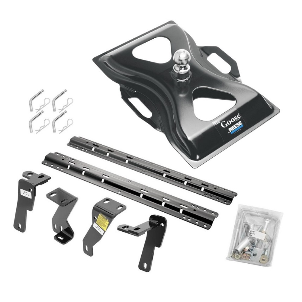 Reese Fifth Wheel Rail Kit Custom Quick Connect Brackets Reese Above-Bed Gooseneck Hitch 25K 2-5/16" Ball Installation Hardware Installation Instructions 50140-58 58079 Reese Reese Quick Install Rail Kit and 25K Gooseneck Hitch 03-12 Dodge Ram 2500 3 Reese Quick Install Rail Kit and 25K Gooseneck Hitch For 03-12 Dodge Ram 2500 3500 06-08 Ram 1500 Custom Fit No Drill Base Rails For Gooseneck Trailer