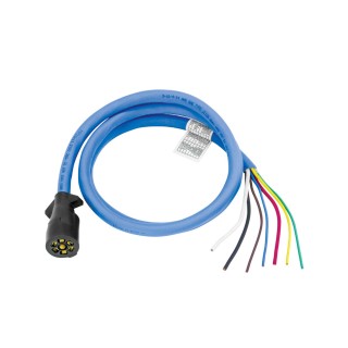 54006-009 Bargman Trailer Wiring Connector 7-Way Trailer End 6 ft. Length Wire 7-Way RV Round Tow Plug Harness Molded Trailer End w/6 ft Cable, Heavy Duty Cold Weather Insulated Blue Silicon