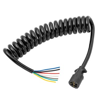 54006-044 Bargman Trailer Wiring Connector 7-Way Trailer End 8 ft. Length Wire Coiled 7-Way RV Round Tow Plug Harness Molded Trailer Connector, 8 ft