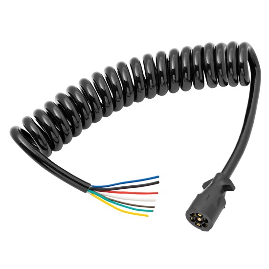 54006-045 Bargman Trailer Wiring Connector 7-Way Trailer End 10 ft. Length Wire Coiled 7-Way RV Round Tow Plug Harness Molded Trailer Connector, 10 ft