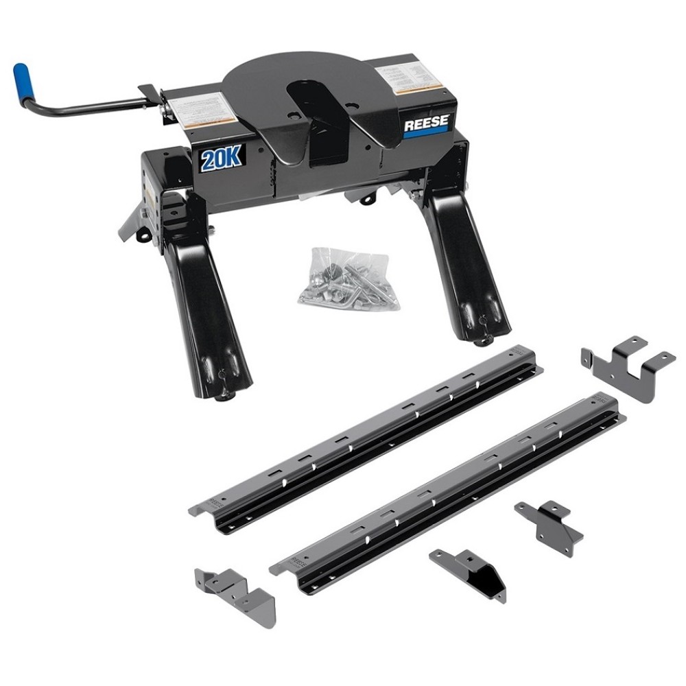 Reese Outboard Fifth Wheel Rail Kit Custom Outboard Quick Connect Brackets Reese Pro Series 5th Wheel Trailer Hitch 20K Installation Hardware Installation Instructions 56009-53 30119 Reese Reese Outboard Quick Install Rail Kit and 20K 5th Wheel Hitch 14-1 Reese Outboard Quick Install Rail Kit and 20K 5th Wheel Hitch For 14-19 RAM 2500 Custom Fit No Drill Base Rails For 5th Wheel and Trailer Fifth