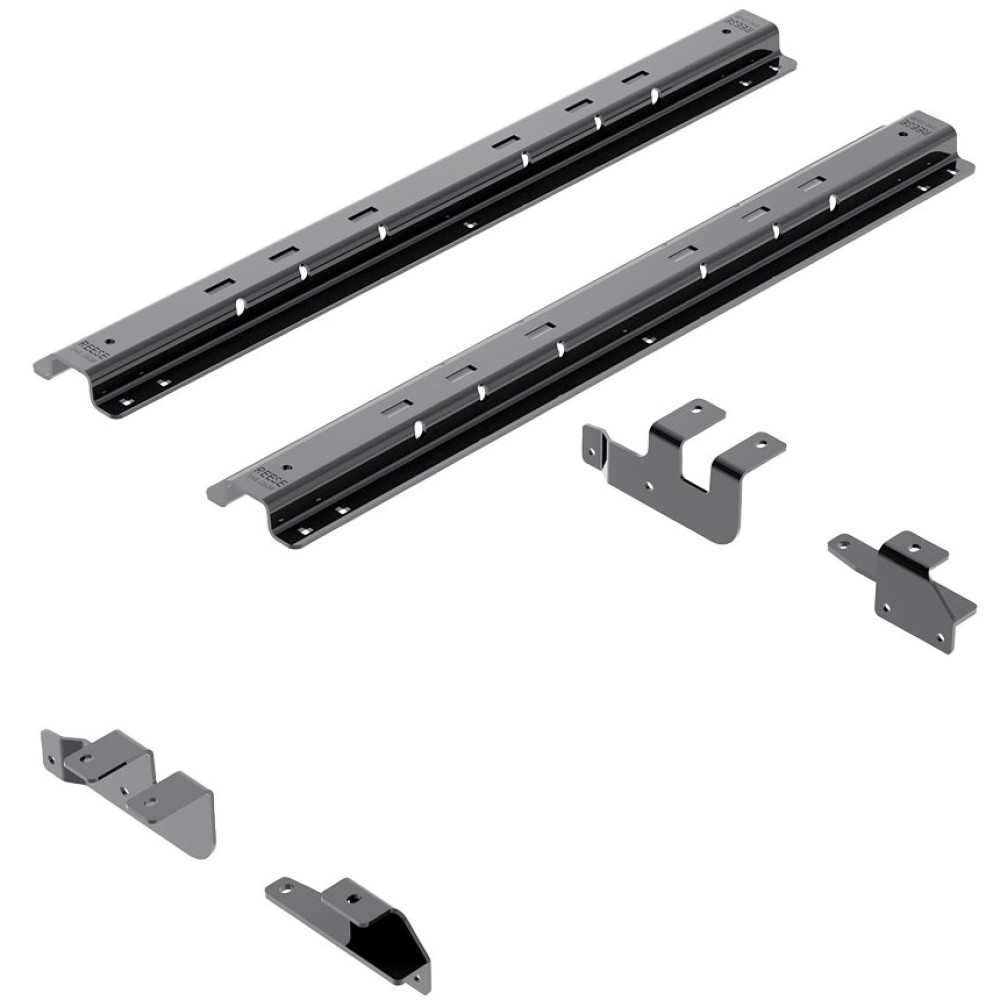 Reese Outboard Fifth Wheel Rail Kit Custom Outboard Quick Connect Brackets Reese Pro Series 5th Wheel Trailer Hitch 20K Installation Hardware Installation Instructions 56009-53 30119 Reese Reese Outboard Quick Install Rail Kit and 20K 5th Wheel Hitch 14-1 Reese Outboard Quick Install Rail Kit and 20K 5th Wheel Hitch For 14-19 RAM 2500 Custom Fit No Drill Base Rails For 5th Wheel and Trailer Fifth