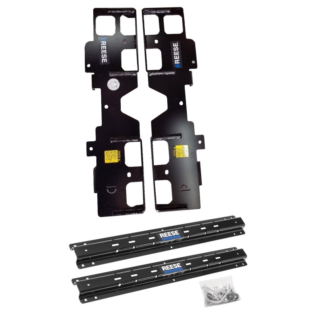 Reese Outboard Fifth Wheel Rail Kit Custom Outboard Quick Connect Brackets Reese 5th Wheel Trailer Hitch 16K Installation Hardware Installation Instructions 56015-53 30047 Reese Reese Outboard Quick Install Rail Kit and 16K Dual Jaw 5th Wheel Hitch 19-23 Reese Outboard Quick Install Rail Kit and 16K Dual Jaw 5th Wheel Hitch For 19-23 Silverado 1500 New Body Custom Fit No Drill Base Rails For 5th Wheel and Trailer Fifth