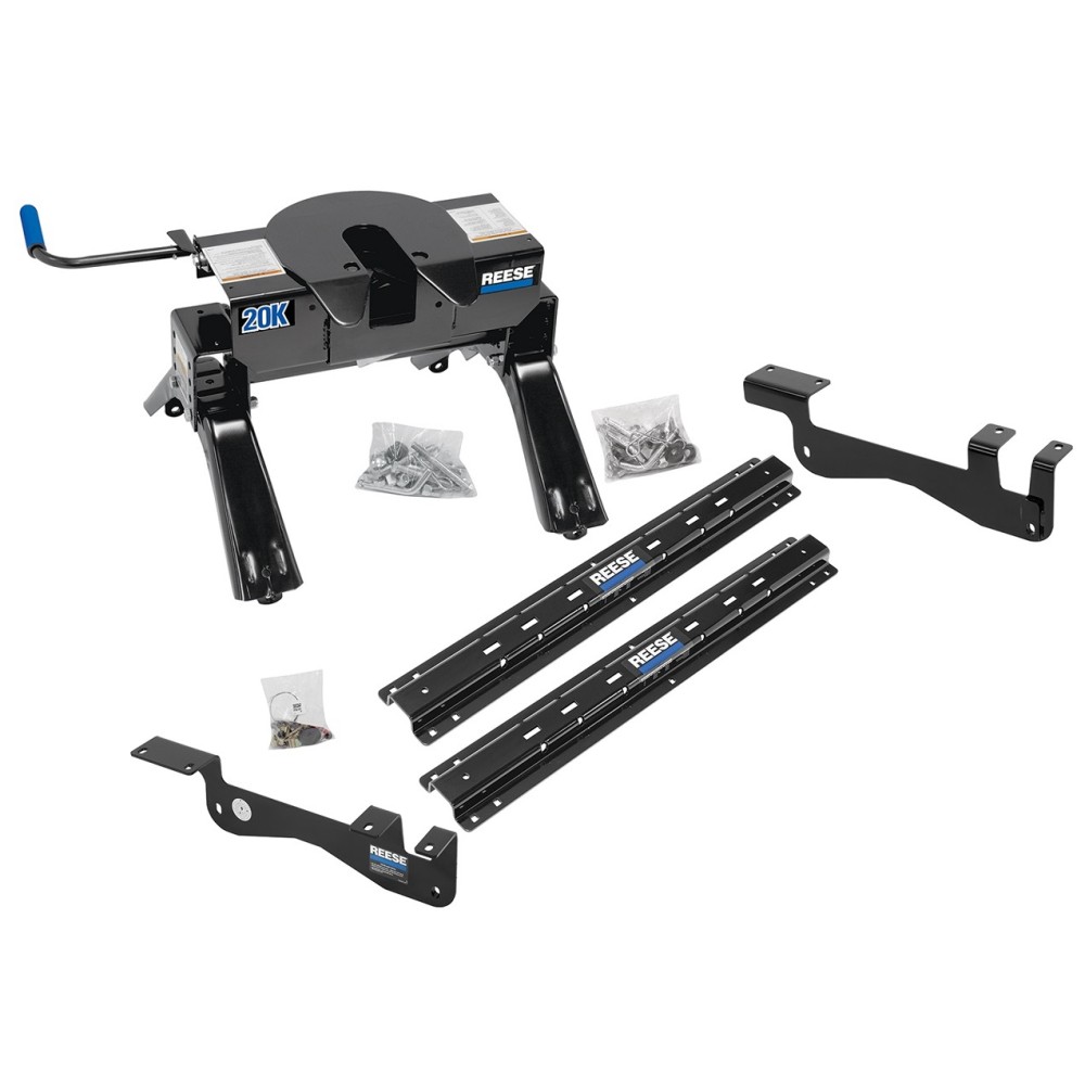 Reese Outboard Fifth Wheel Rail Kit Custom Outboard Quick Connect Brackets Reese Pro Series 5th Wheel Trailer Hitch 20K Installation Hardware Installation Instructions 56034-53 30119 Reese Reese Outboard Quick Install Rail Kit and 20K 5th Wheel Hitch 15-1 Reese Outboard Quick Install Rail Kit and 20K 5th Wheel Hitch For 15-19 Ford F150 Custom Fit No Drill Base Rails For 5th Wheel and Trailer Fifth