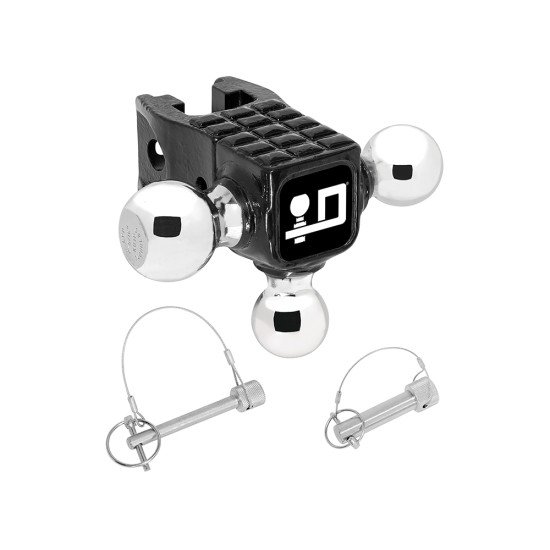 63075 Draw-Tite Trailer Hitch Ball Mount Accessory Adjustable Tri-Ball 14000 lbs. Capacity Black Reese Rotating Triple Trailer Hitch Ball Mount Head Unit Only w/ Step 1-7/8” (2K rating), 2” (10K GTW), and 2-5/16” (14K GTW) Hitch balls