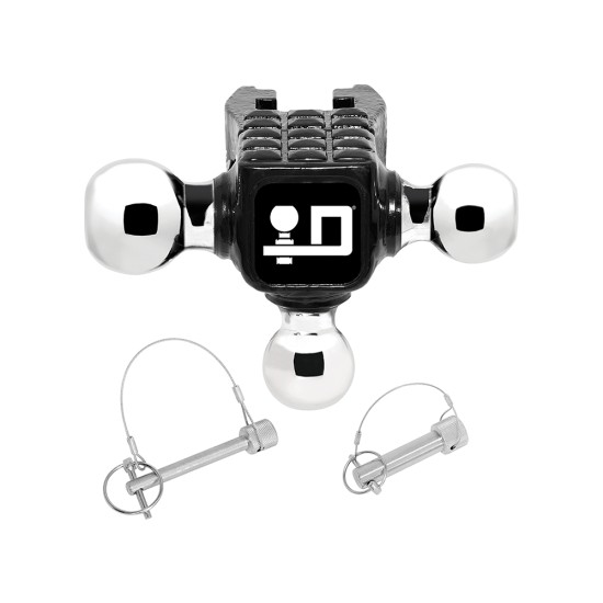 63075 Draw-Tite Trailer Hitch Ball Mount Accessory Adjustable Tri-Ball 14000 lbs. Capacity Black Reese Rotating Triple Trailer Hitch Ball Mount Head Unit Only w/ Step 1-7/8” (2K rating), 2” (10K GTW), and 2-5/16” (14K GTW) Hitch balls