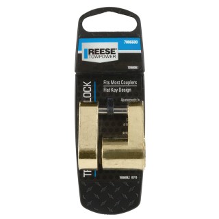 7006600 Reese Towpower Trailer Hitch Coupler Lock Brass Reese Brass Adjustable Trailer Tow Hitch Coupler Tongue Lock w/ 2 Flat Keys Fits Most Couplers