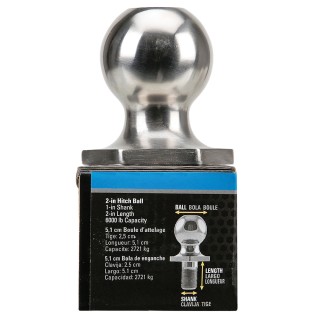 7011320 Reese Towpower Interlock Trailer Hitch Ball 2 inch Diameter 6000 lbs. Capacity Stainless Steel Reese 2" 6,000 lbs Stainless Steel For Step Bumpers InterLock Trailer Hitch Tow Ball 1" Shank Diameter x 2" Shank Length