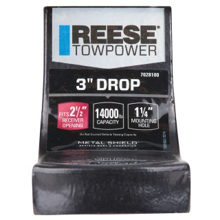 7028100 Reese Towpower Trailer Hitch Ball Mount 14000 lbs. Capacity Heavy Duty Fits 2-1/2 inch Receiver 3 inch Drop Black Reese Class V 14,000 lbs Trailer Hitch Ball Mount Fits 2-1/2" Tow Receiver 3" Drop 1-1/2" Rise 1-1/4" Ball Hole Heavy Duty Black Metal Shield Finish