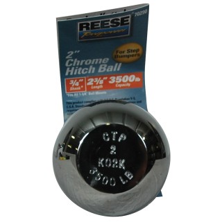 7029000 Reese Towpower Trailer Hitch Ball 2 inch Diameter 3500 lbs. Capacity Chrome Reese 2" 3,500 lbs Trailer Hitch Tow Ball 3/4" Shank Diameter x 2-3/8" Shank Length Solid Steel Chrome