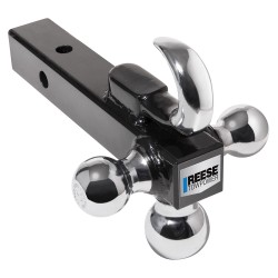 Reese Triple Ball Trailer Hitch Ball Mount w/ Tow Hook Fits 2" Tow Receiver 1-7/8" 2" and 2-5/16" Balls Chrome Reese Triple Ball Trailer Hitch Ball Mount w/ Tow Hook Fits 2" Tow Receiver 1-7/8" 2" and 2-5/16" Balls Chrome