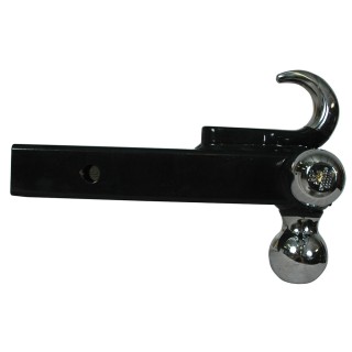 Reese Triple Ball Trailer Hitch Ball Mount w/ Tow Hook Fits 2" Tow Receiver 1-7/8" 2" and 2-5/16" Balls Chrome