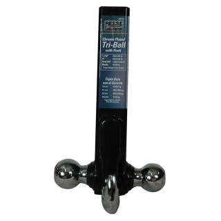 Reese Triple Ball Trailer Hitch Ball Mount w/ Tow Hook Fits 2" Tow Receiver 1-7/8" 2" and 2-5/16" Balls Chrome