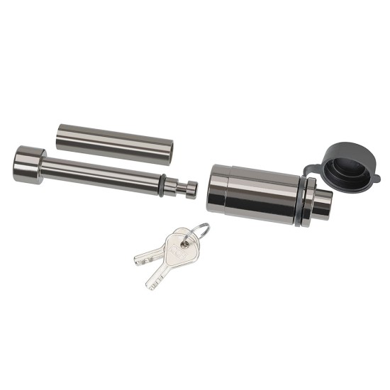 7039000 Reese Towpower Trailer Hitch Lock Fits 1-1/4 inch & 2 inch Receivers 1/2 inch & 5/8 inch Pin Diameter Dogbone Style Black Nickel Reese Trailer Hitch Lock Elite Black Nickel Barrel Style Tongue Tow Receiver 1/2" and 5/8" Pin For 2" and 1-1/4" Receivers