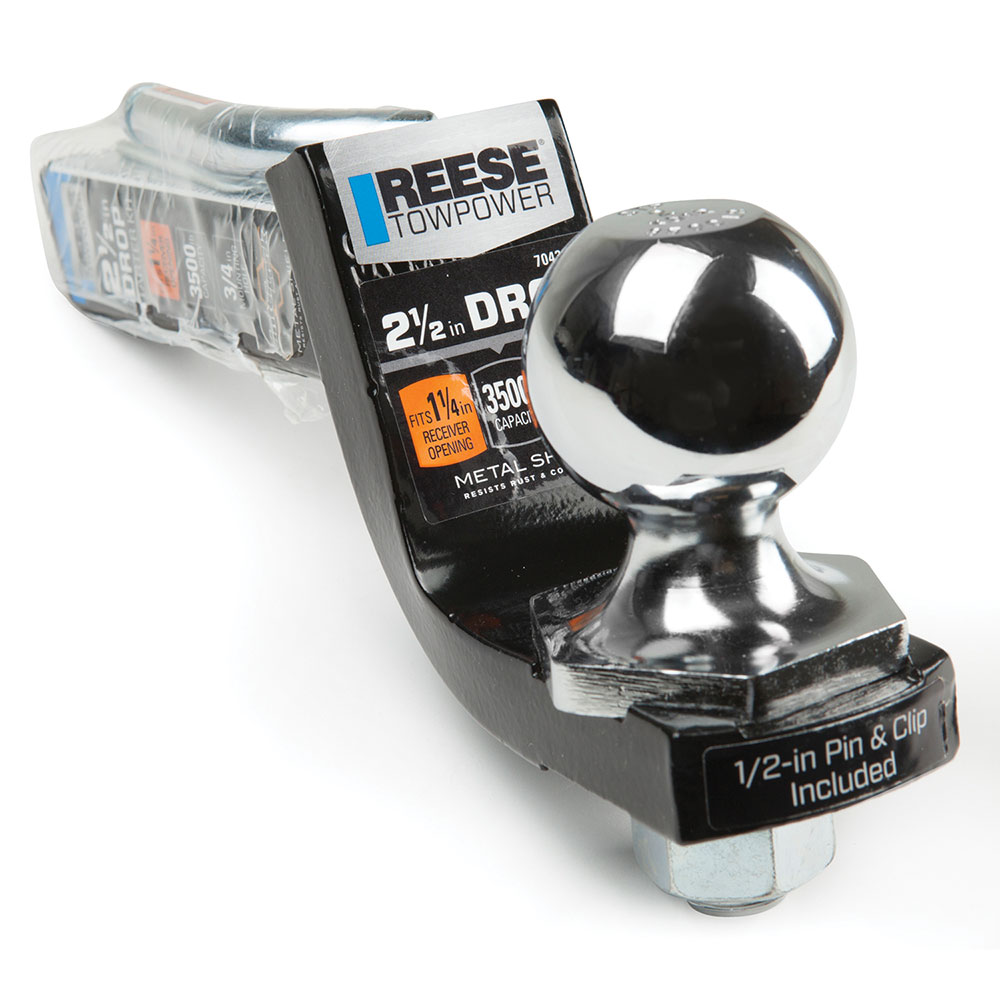Reese Interlock Class 2 Trailer Tow Starter Kit 2" Drop 3/4" Rise w/ 2 Inch Chrome Towing Ball 3,500 Lbs Fits 1-1/4" Hitch Opening