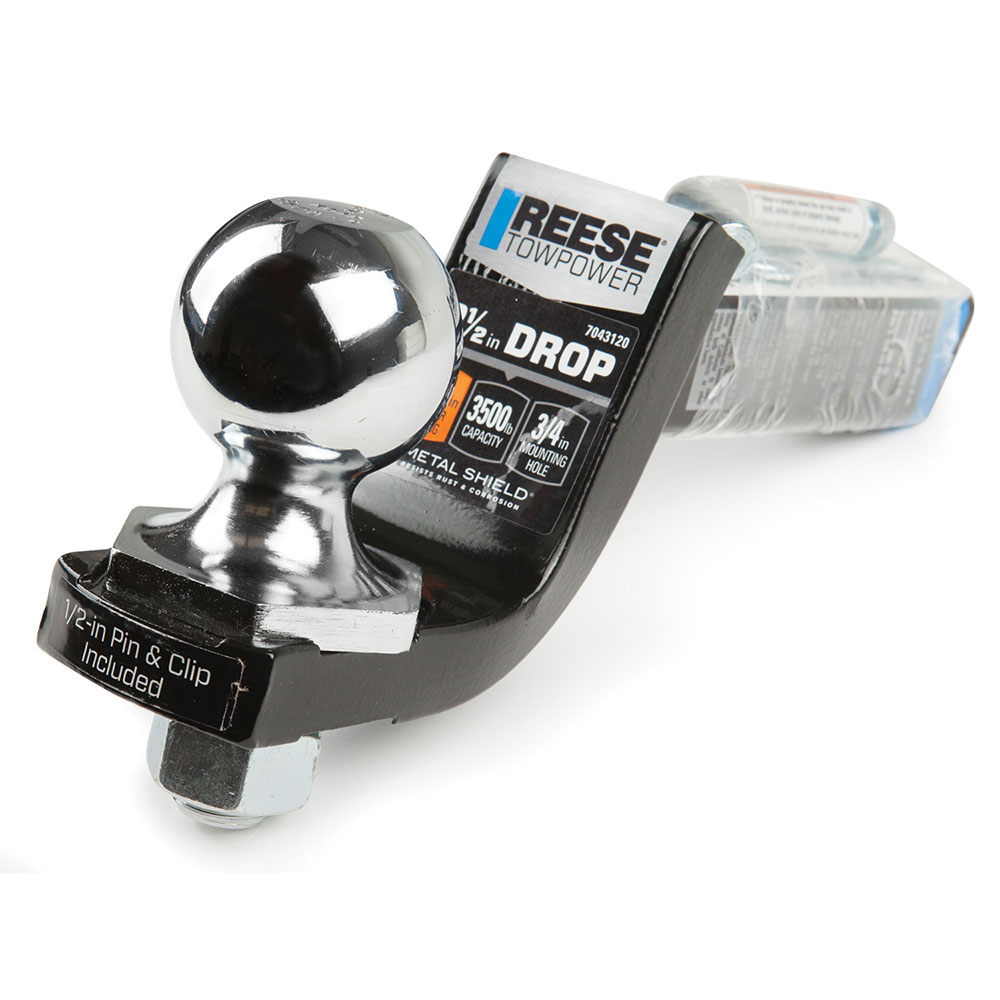 Reese Interlock Class 2 Trailer Tow Starter Kit 2" Drop 3/4" Rise w/ 2 Inch Chrome Towing Ball 3,500 Lbs Fits 1-1/4" Hitch Opening