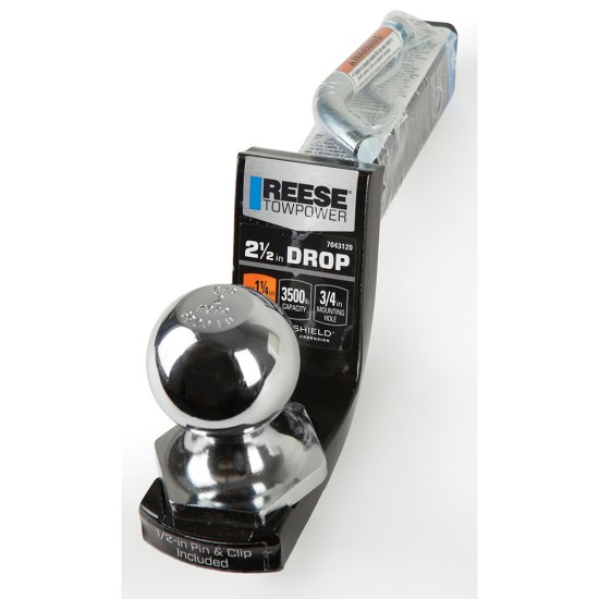 Reese Interlock Class 2 Trailer Tow Starter Kit 2" Drop 3/4" Rise w/ 2 Inch Chrome Towing Ball 3,500 Lbs Fits 1-1/4" Hitch Opening