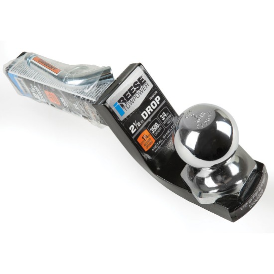 Reese Interlock Class 2 Trailer Tow Starter Kit 2" Drop 3/4" Rise w/ 2 Inch Chrome Towing Ball 3,500 Lbs Fits 1-1/4" Hitch Opening