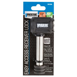 7057030 Reese Towpower Trailer Hitch Lock Fits 1-1/4 inch & 2 inch Receivers 1/2 inch & 5/8 inch Pin Diameter Easy Access Stainless Steel Reese Trailer Hitch Lock Easy Access Stainless Steel Tongue Tow Receiver 5/8" Pin For 2" Receivers