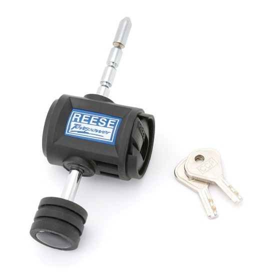 7057430 Reese Towpower Trailer Hitch Coupler Lock Adjustable 360 Degree Head Reese Adjustable Trailer Tow Hitch Coupler Tongue Lock Fits Most Couplers w/ 2 Keys 3/16" Pin Diameter Easy Access Adjusts from 5/8" to 3" Bulk