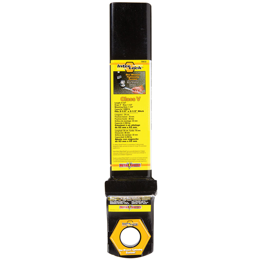 7063200 Reese Towpower Trailer Hitch Ball Mount 14000 lbs. Capacity Heavy Duty Fits 2.5 inch Receiver 3 inch Drop Black Reese 14,000 lbs Trailer Hitch Ball Mount Fits 2-1/2" Tow Receiver 3" Drop 1-1/2" Rise 1-1/4" Ball Hole Heavy Duty MetalShield Finish Interlcok